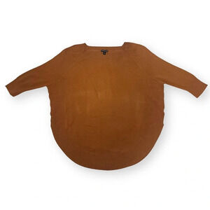 Express Brown Curved Hem Oversized Sweater Top